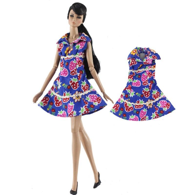 Purple Strawberry Fashion Doll Dress For Barbie 1/6 Doll Clothes Outfits Party Gown For Barbie Doll Accessories Kids Child Toy