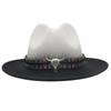 Trendy Tibetan Top Hat, Western Cowboy Hat, Bull Head Big Brim Woolen Felt Hat Gradual Change Color Spray Paint Two-Color Hat