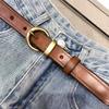 Meier Handmade distressed first-layer vegetable-tanned cowhide genuine leather women's belt, adjustable 2.5 width with tools