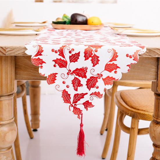 Exquisite Dinning Cover Widely Use Cloth Merry Christmas Pattern Gilded Table Runner for