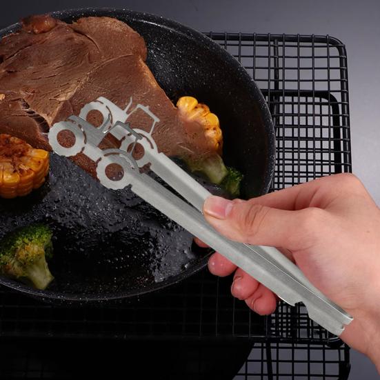 BBQ Tongs Stainless Steel Kitchen Tongs Heat Resistant Non-Slip Grip Metal Pliers for Grilling Rust-Proof Barbecue Clamps for Picnic Camping