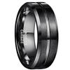 8mm Frosted Tungsten Steel Men's Ring with Middle Groove