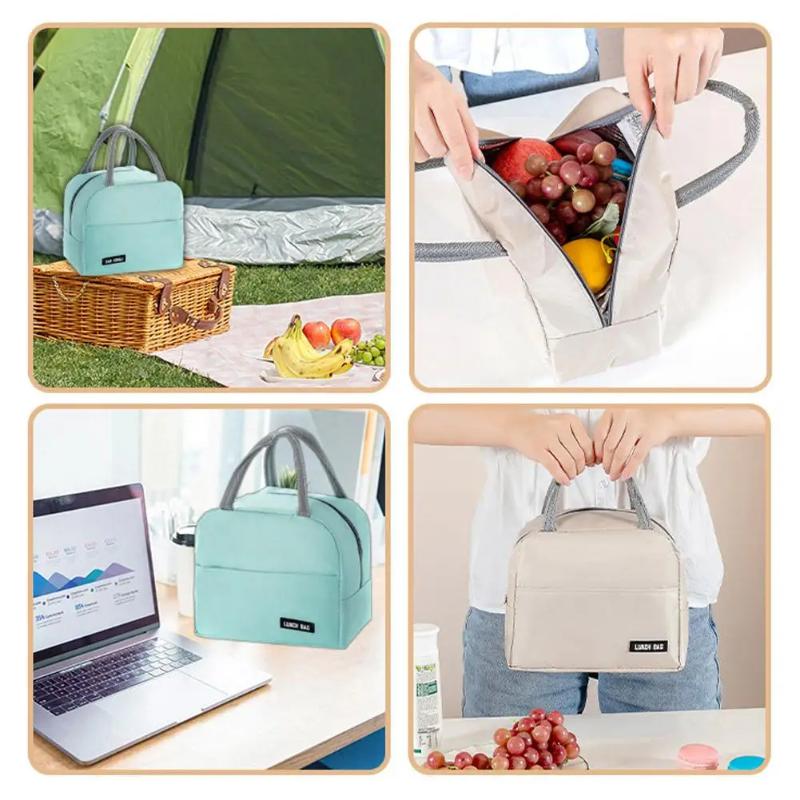 Portable Lunch Box Bag Solid Color Thickened Thermal Insulation Bag Suitable For Students Office Workers & Other Occasions