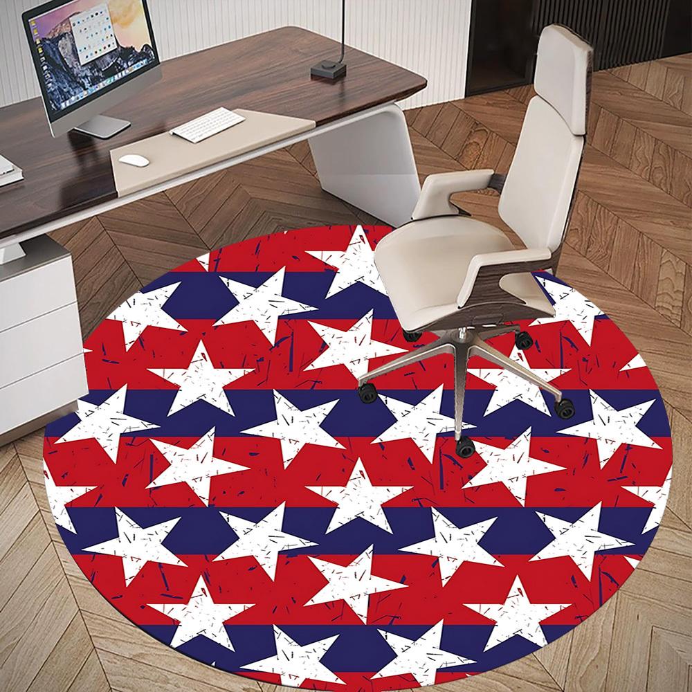 1pc Stars Flag Round Chair Mat Area Rug - Non-Slip, Floor Mat for Office, Bedroom, and Indoor Decor C1125658