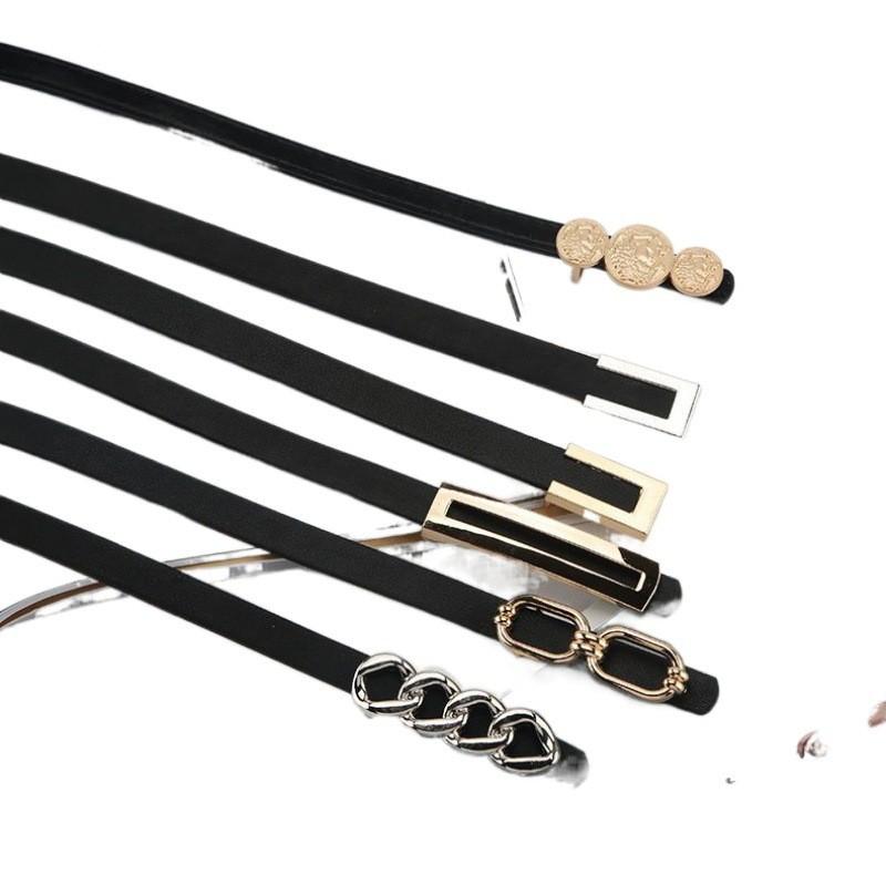 Sophisticated Black Womens Denim Pant Belt Adorned With Vintage Inspired Designs Buckle