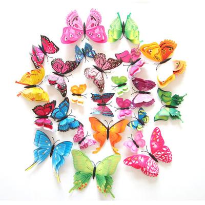 12Pcs 3D Double Layer Butterfly Wall Sticker On The Wall for Home Decor DIY Butterflies Fridge Magnet Stickers Room Decoration