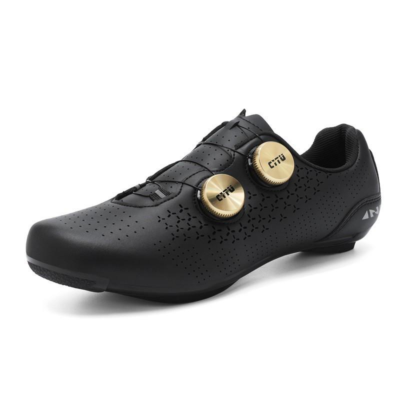 Unisex Cycling Shoes With Rotating Dial Low-Cut PU Leather MTB Road Bike Clipless Compatible