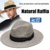 Sommer Natürliche Raffia Jazz Top Sonnenhüte Damen Hochwertiger Doppelstöckiger Strohhut Unisex Strand Sonnenschutz Sonnenschutz Panama Hut