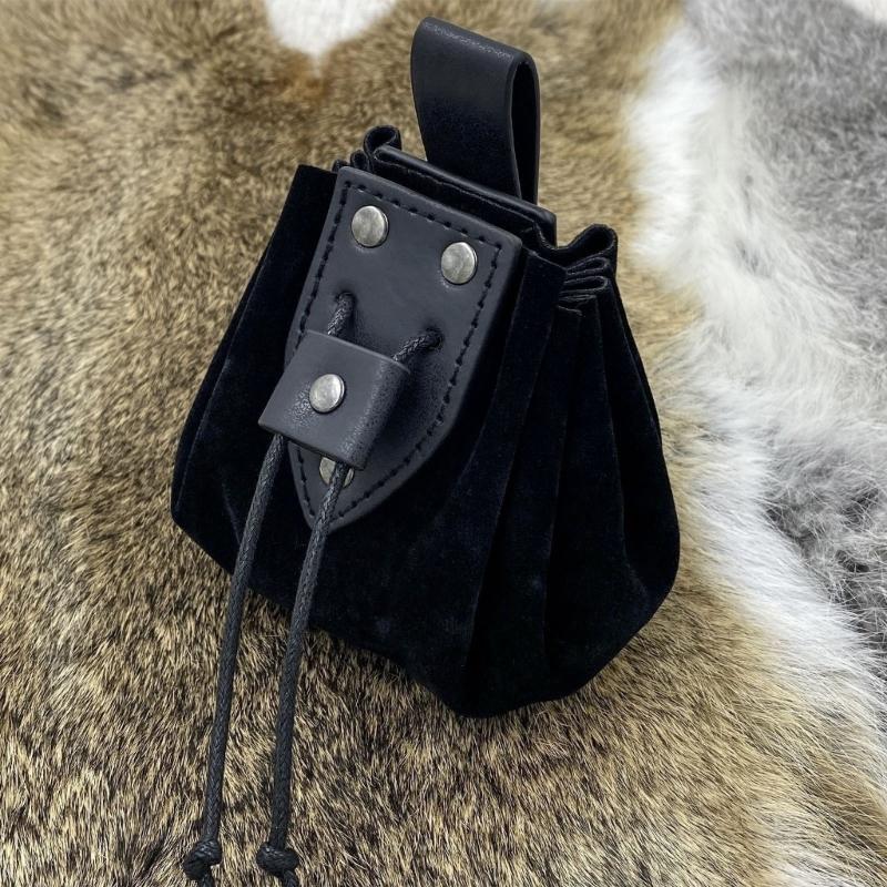 Medieval Leather Belt Pouch Drawstring Bag Cosplay & Halloween Party Accessory