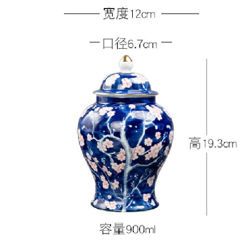 900 ml Pflaumenblüten-Teedose aus Keramik, blaue und weiße Eispflaumenglasur, Ingwerdose, Trockenfrüchte, versiegelte Dose, Kunst, Heimdekoration, Retro