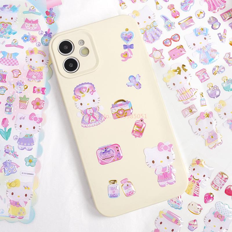 Hello Kitty Epoxy Crystal Relief Decals - Adorable Animation Design Decals Waterproof Children-Friendly Mug Korean Pop Photocard Phone Case Kawaii