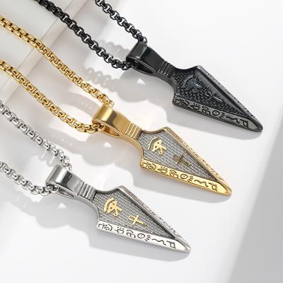 Horus Eye Spearhead Stainless Steel Necklace Carbon Fiber Titanium Steel Pendant