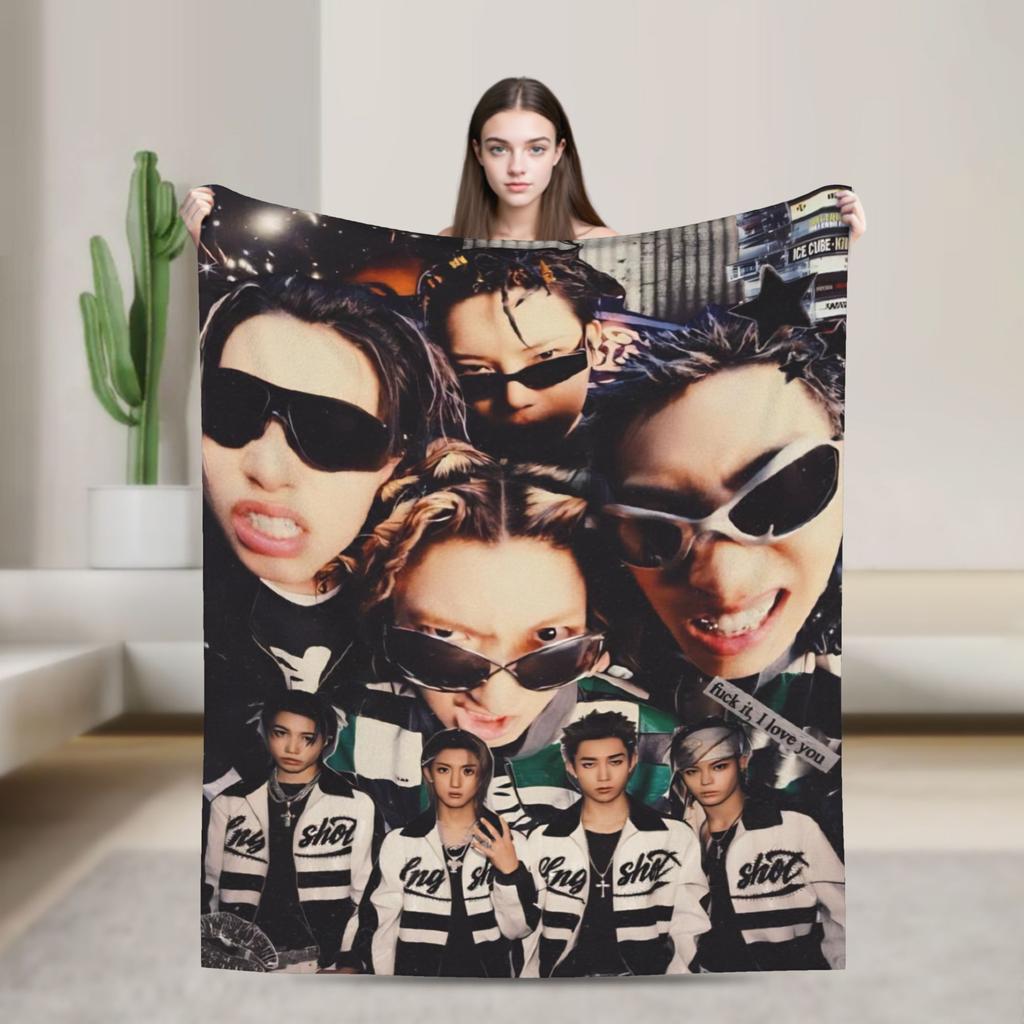 Kpop Group Lngshot  Blanket Multi-size Warm Cozy Fluffy  Throw Blankets for Sofa Couch and Bed