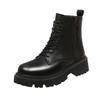 2025 new black Martin boots women's British style velvet cotton boots versatile platform locomotive short boots spring and autumn single boots