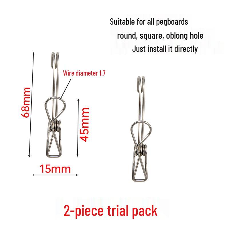 Stainless Steel Pegboard Hooks for Supermarket Shelves and Perforated Walls