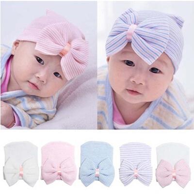 Baby Beanie Bowknot Rhinestone Cotton Soft Skin-friendly Knitted Hat for Party