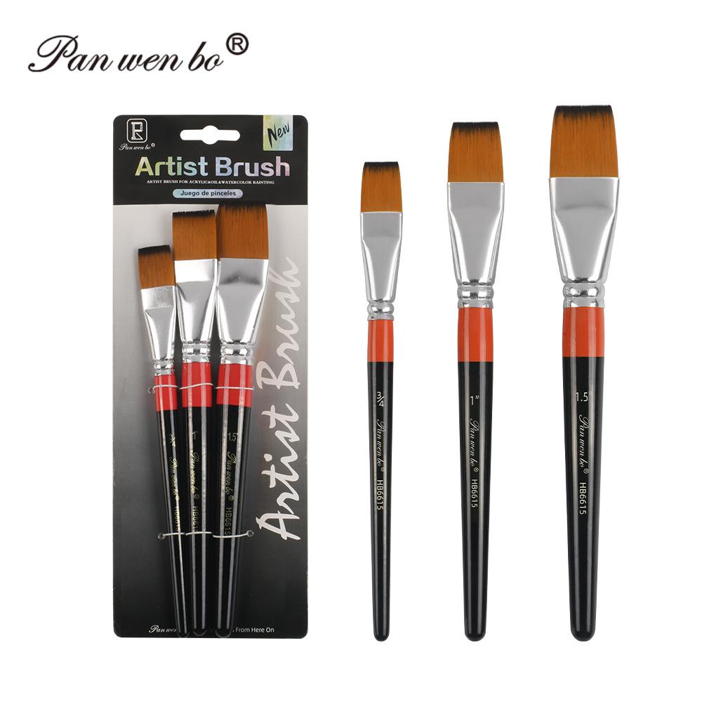 

Набор из 3 деревянных кистей для рисования: Нейлоновые плоские кисти для искусства, акварели и студенческой живописи Color Patch