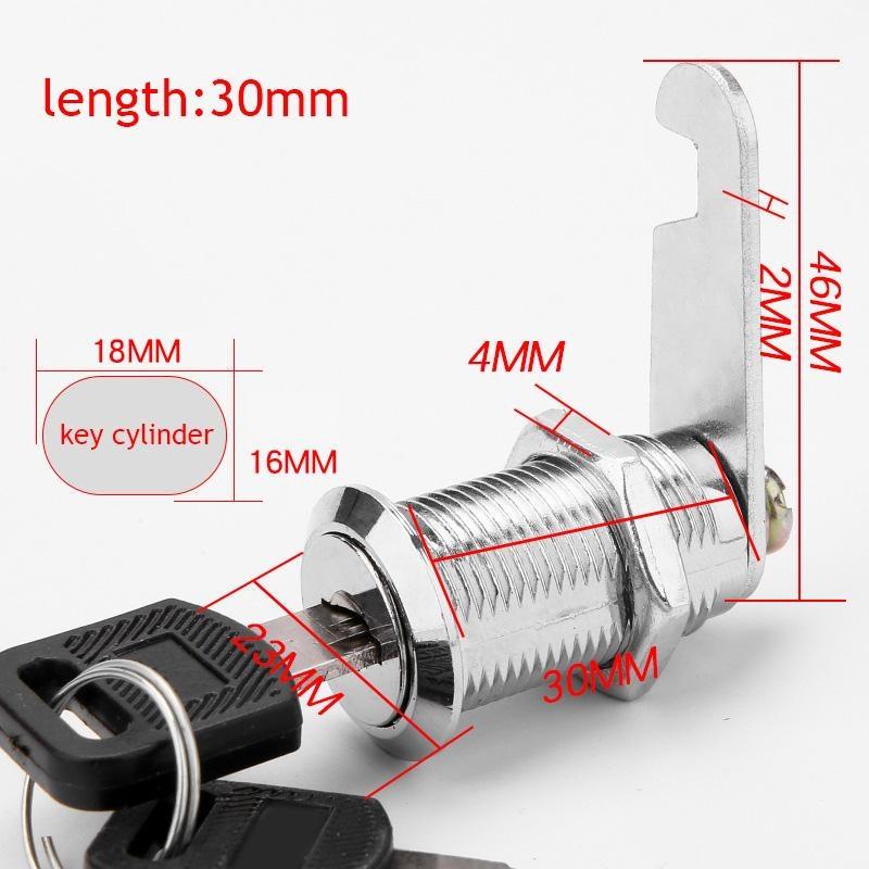 2 Stück Klassisches Sicherheitsschloss Metallzylinder Schrank Spind 16 20 25 30 mm Nockenverriegelung mit Schlüsseln Robuster Briefkasten Schublade Sicherheit