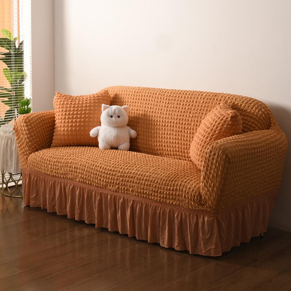 Thick Elastic Bubble Gauze Lace Couch Cover Slipcouch Non Slip Full Coverage Sofa Cover