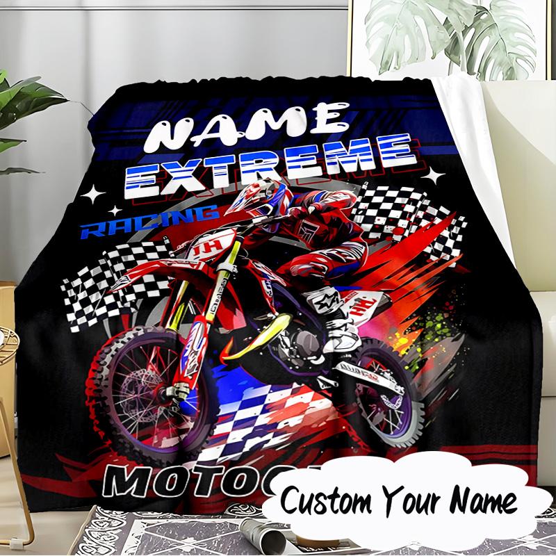 Custom Name Extreme Rider Adventure Blanket Ideal Bedding Blanket Perfect for Travel, Camping, Living Rooms, Offices, Sofas, Fan Christmas gift