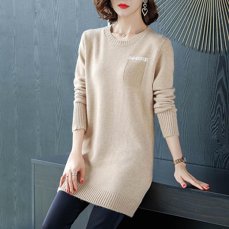 Women's Mid-Length Wool Dress & Coat - Autumn/Winter 2023, Loose Fit, Low Collar.