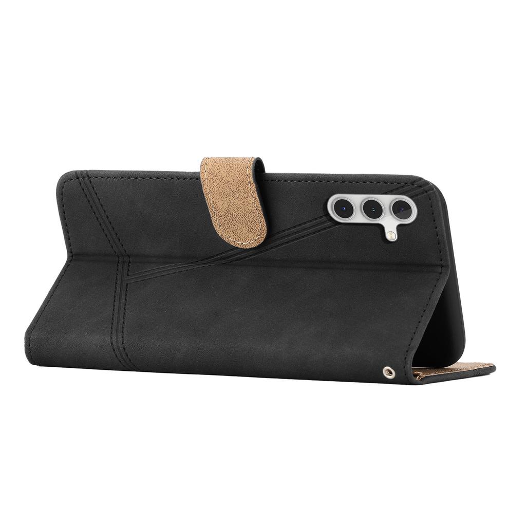 Für Samsung Galaxy S24 FE Hülle Brieftasche PU Leder Handyhülle Linien eingeprägt