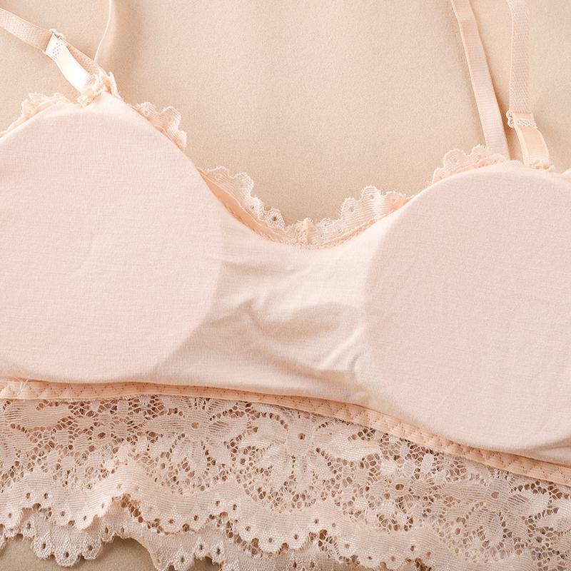 Lace Flower Beautiful Back Bra Wrap Chest Tube Top Padded Anti-exposure Bras Ladies Girls V-neck Camisole Bra