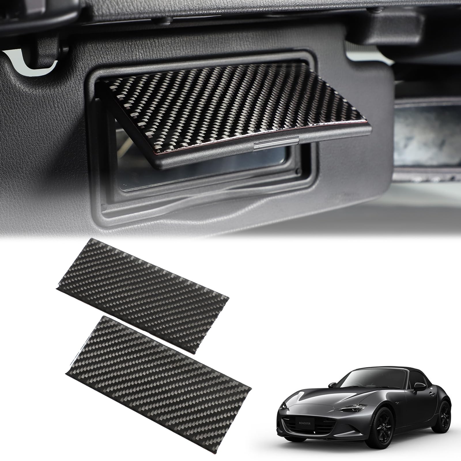 

Hcilloend Carbon Fiber Vanity Mirror Covers for New Mazda Roadster RF ND Series Easy Decorative Interior Custom Set Fiber (2016-2024) - Installation,