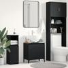 Black Oak Bathroom Sink Cabinet, Triangular Black Legs, Large Storage Space, 58x33x60 Cm Made of Particle Board.