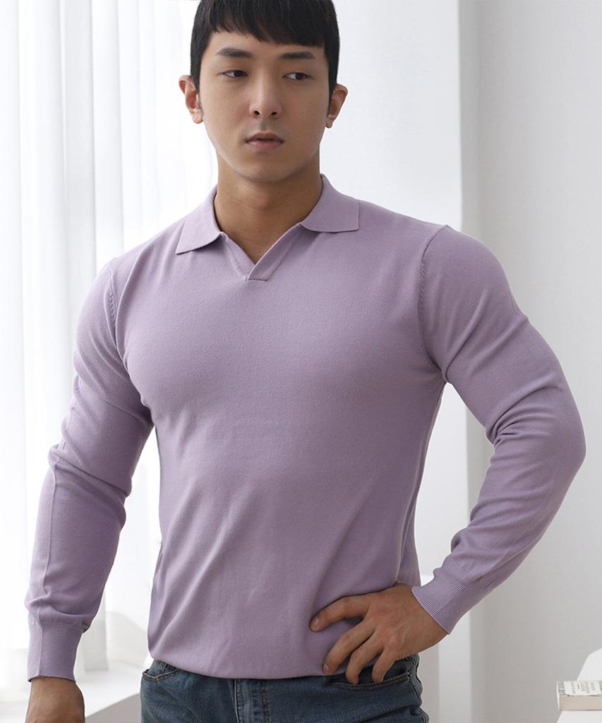 Bestfit Soft Muscle Fit Open Collar Neck Long Sleeve Knit (Type B)