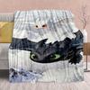 Black Dragon Plush Blanket Flannel Dark Mythical Dragon Design Warm Cozy Soft Throw Decor -QJY