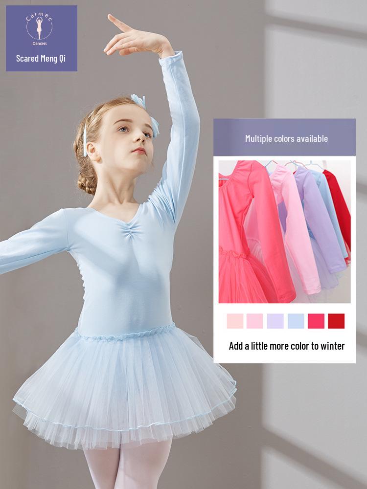 Girls' Short Sleeve Ballet Tulle Skirt - Kids' Dance Practice and Performance Costume