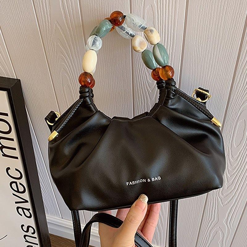 Stylish Soft Texture Handheld Pleated Bag For Women In Black Beige Brown And More