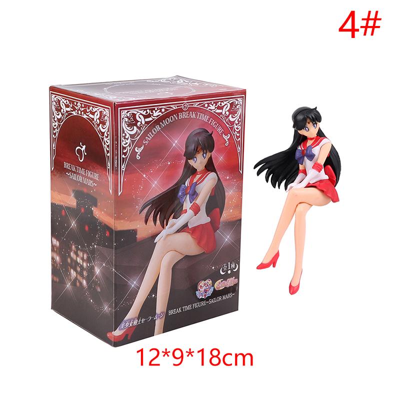 12CM Anime Sailor Moon Action Figure Beautiful Girl Water Ice Moon Pluto Yellow Hair Kawaii Sitting Collectible Model Toy