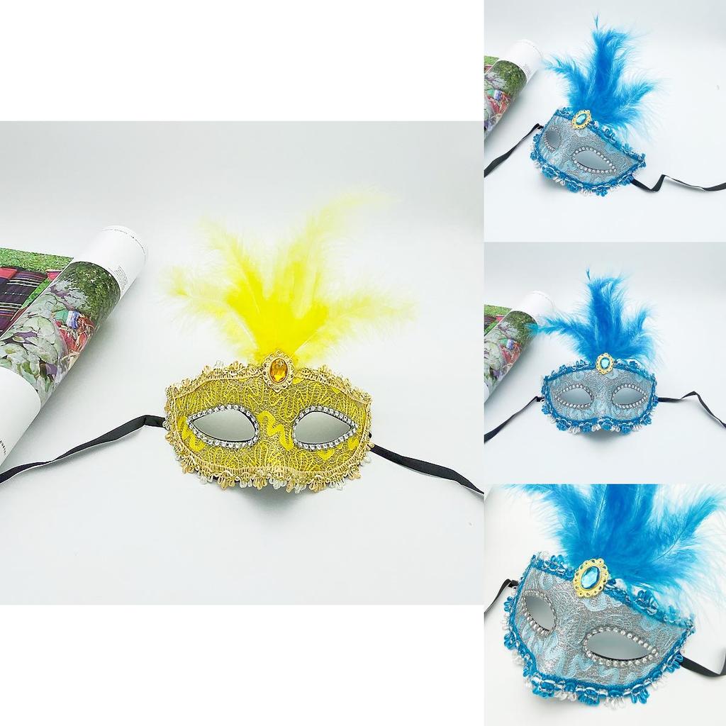 Cute Princess Face Mask With Feather Detailing For Holiday Parties And Makeup Looks