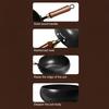 Forged Iron Wok with Wooden Lid Nonstick Skillet Pot Even Heating Fry Pan for Gas Stove