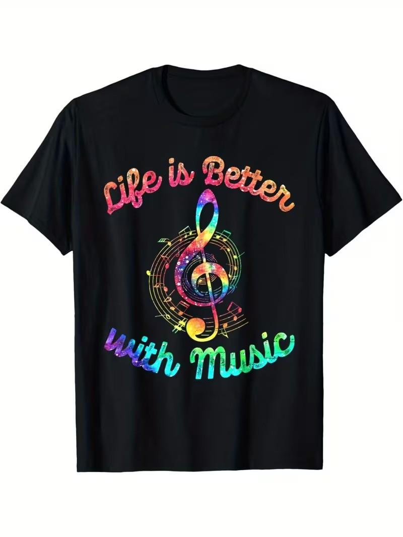 Life Is Better With Music Notes Symbol Tie Dye Musician T-Shirt S разноцветный