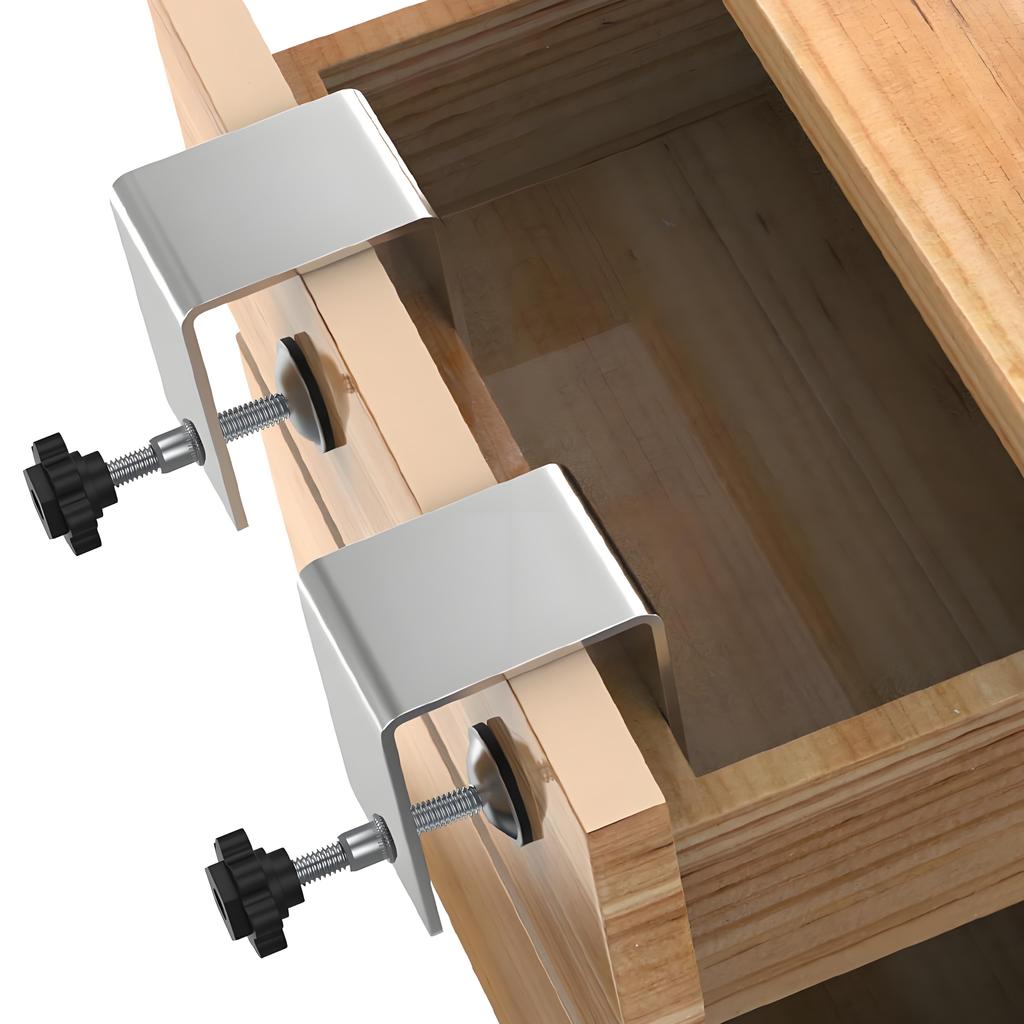4-Pack Stainless Steel Drawer Clamps, Heavy-Duty Adjustable Installation Jig for Cabinet & Furniture Assembly