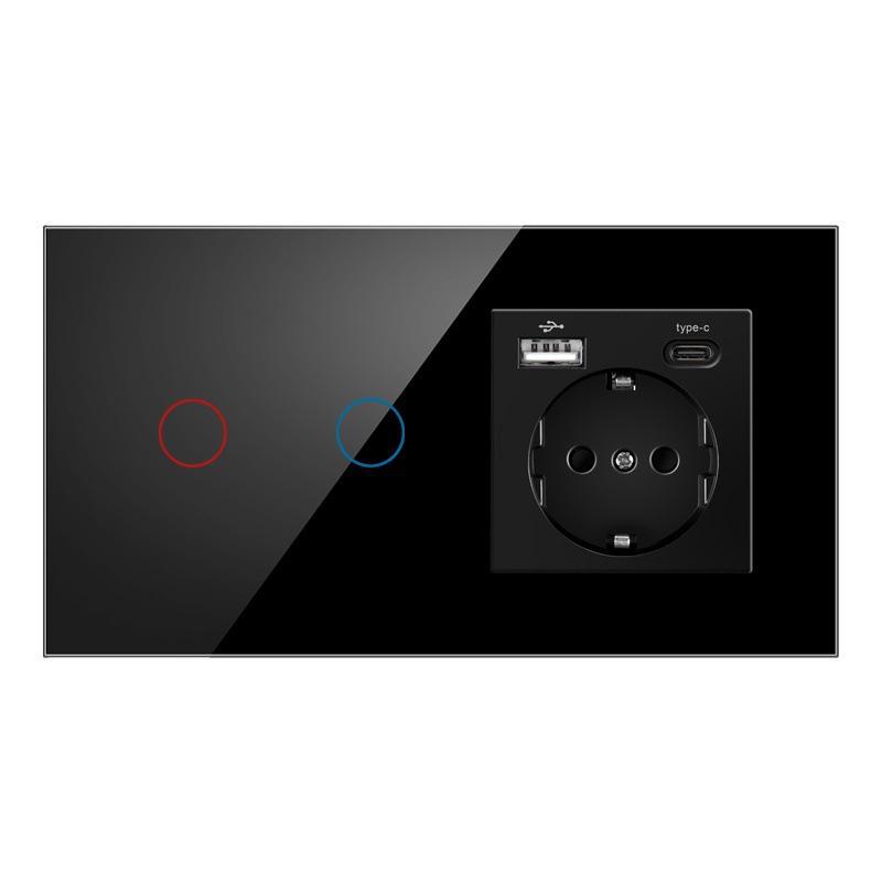 157 European Touch Switch & German Socket with Integrated Glass Panel for Homes