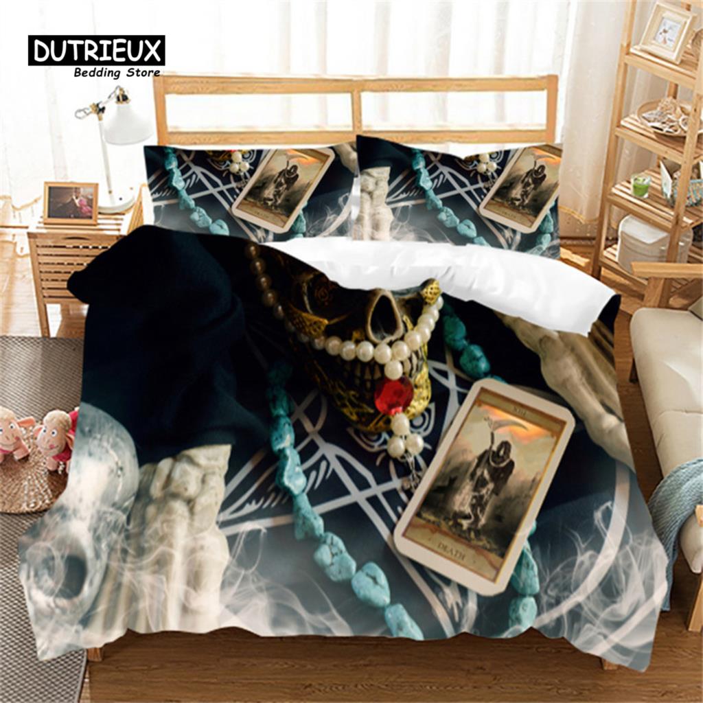 Soft Poker Bedding Set Retro Player Card Game Tarot Print Duvet Cover For Kids Boys Girls Teens Geometric Pattern Pillow Shams