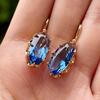 Cao Shi Retro Court Colorful Gem Eight-Claw Zircon Earrings