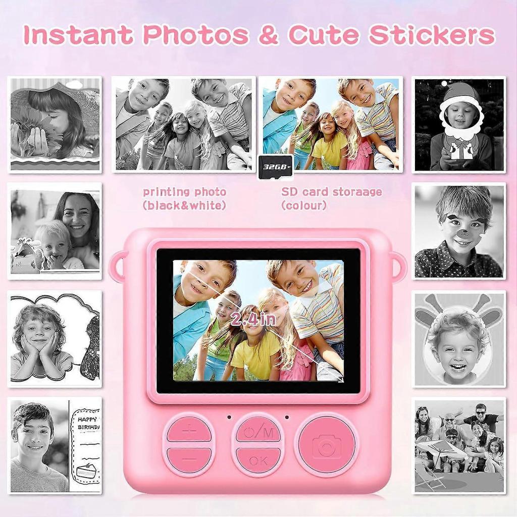 2025 Newest Kids Instant Print Camera, Portable Camera with 32G Card and 1080p