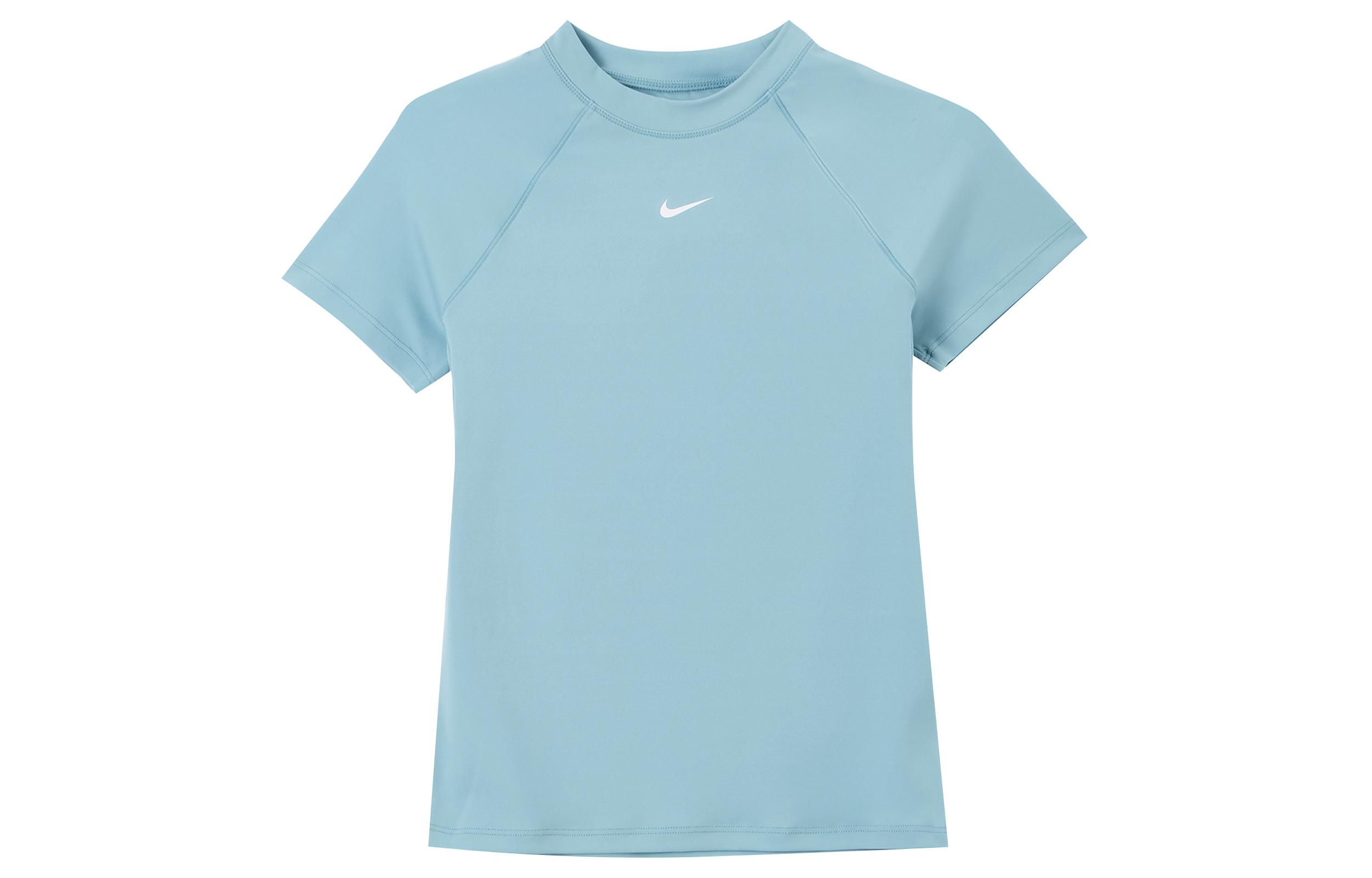 Nike Pro Raglan Sleeve T Shirt Women s Denim Blue Green/White FV7843-464 XS