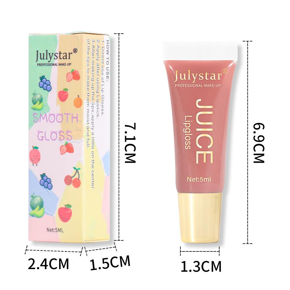 JULYSTAR Juice Lipgloss Natural Long-Lasting Moisturizing Mirror Lip Oil Fruit Flavored Plumping Water Glossy Tinted Liquid Lipstick Makeup 5ml