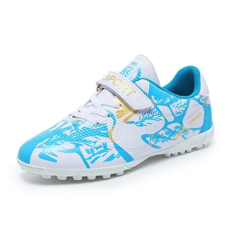 Outdoor Golden Children's Football Training Shoes AG/TF Soccer Cleats Kids Boys Quality Football Boots for Children Futsal Shoes