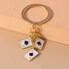 Creative Enamel Heart Ace Poker Keychain Playing Cards Keyring Pendants for Women Girl Handbag Accessories DIY Jewelry Gifts