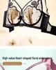 French Style Ultra-Thin Breathable Large Bust Minimizing Push-Up Bra with Soft Underwire and Rabbit Ear Crystal Cup