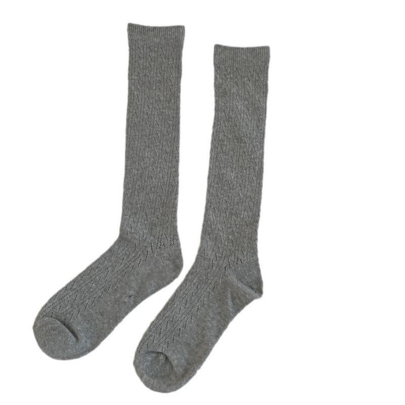 Women's New Sweet Hollow Mesh Solid Color Long Leg Socks