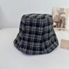 Designer Suede Bucket Hat Women's Winter Warm and Cold Ear Protector Basin Hat Double-sided Plaid Versatile Bucket Hat