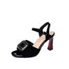 Open-toed Sandals Fish Mouth Low-top Fashion Sandals Roman Shoes Summer Thick Heel Fashion Versatile One-word Strap Stilettos